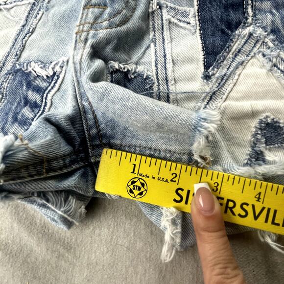 Lucky Brand Lucky Pins Denim Shorts Geometric Pattern Cut Off 2 26 Raw Hem - Picture 11 of 11